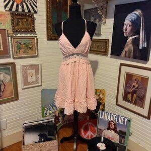 Pink Boho backless Sun Dress